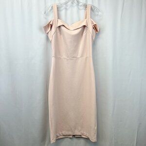 Sami & Dani Womens Sheath Dress Pink Blush Stretch Square Neck Cold Shoulder 6